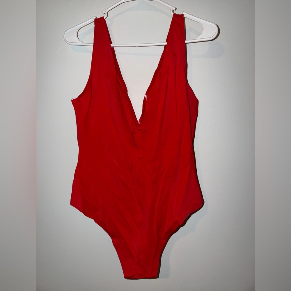 Red Women's One Piece Swimsuit - Picture 5 of 7